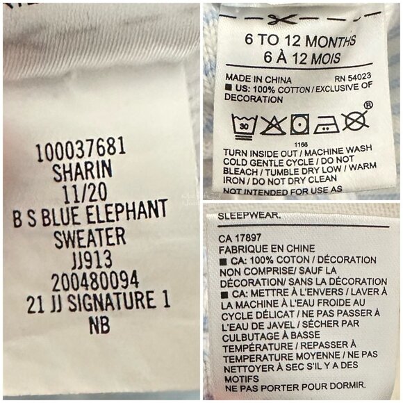 Janie & Jack Blue Elephant Striped Knit One-Piece Baby Sleeper Size 6-12M - Picture 5 of 5